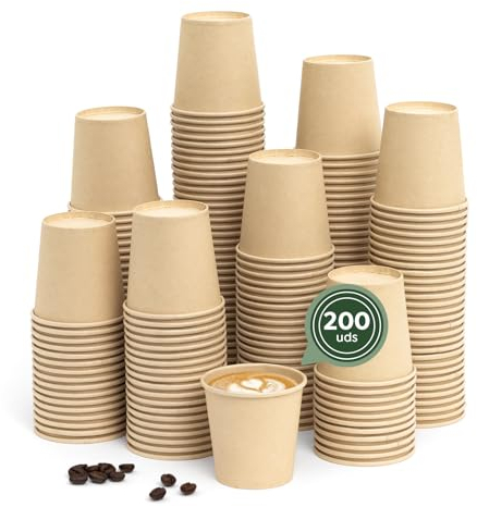 MAXI PRODUCTS - Vasos Café Desechables Kraft - Vasos Cartón - Vasos Desechables Catering - Vasos Café para Llevar - APTO BEBIDAS CALIENTES Y FRÍAS (120 cc, 200 unidades)