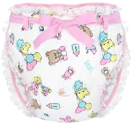 LittleForBig Seidig Erwachsene Band Omutsu Windel Überhose Bezug Waschbar Verstellbar Wiederverwendbar Wasserdicht - Baby Cuties Rosa M