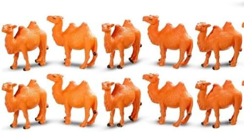 10 Pcs Orange Camel Figurines Hand Painted Miniature Animal Statue Desert Camels Figures Animal Figurines Camel Models for Table Desktop Cake Toppers Collection Home Ornaments Decor