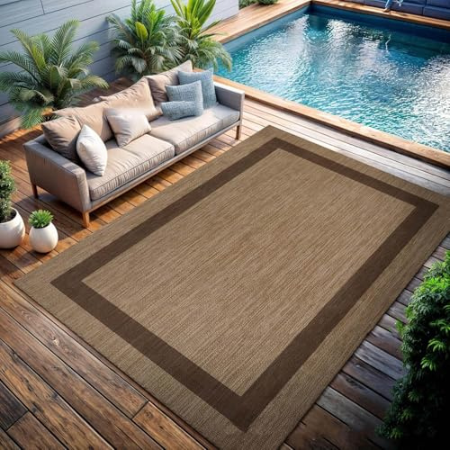 HGTRH Tapis Exterieur Resistant Pluie Terrasse XXL, Tapis ExtéRieur Camping Car, Tapis Terrasse Exterieur ImperméAble Facile d'entretien Tapis De Jardin Exterieur Fond AntidéRapant E 200 * 300cm