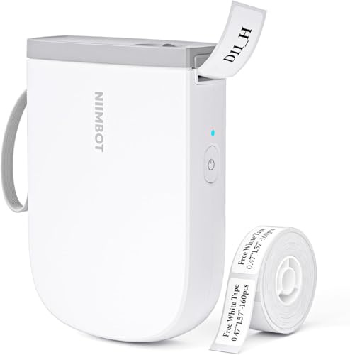 NIIMBOT Etichettatrice D11 con Etichette, Stampante per etichette Bluetooth 300 DPI, Stampante termica portatile, macchina per adesivi per organizzare casa ufficio scuola, Bianca