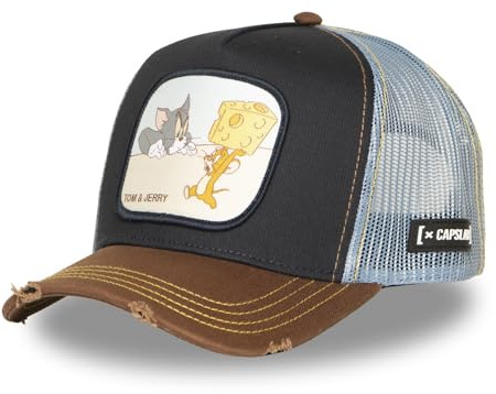 Capslab Tom y Jerry Azul Marrón Gorra de Camionero Ajustable