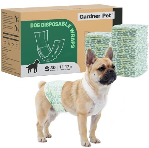 Gardner Pet Pannolini per Cani Maschi, Fascia per Cani - Ø 28-43cm, 30 Pezzi, Pannolini Usa e Getta Super Assorbenti Per Maschi, 6 Strati Anti-Perdita con Indicatore di Umidità, Taglia S