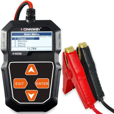 Helilyco Tester batteria auto 6V 12V per KONNWEI KW208, compatibile con batterie AGM Gel, CCA 100-2000, include test generatore di avviamento