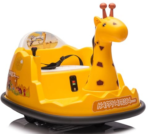 Garvee Auto Tamponneuse Enfant 6V avec Rotation 360°, Télécommande Parentale, LED et Musique, Voiture Electrique Enfants Antichoc Supportant Max 30 kg, Jouet Voiture pour Enfant 3 à 6 Ans, Jaune