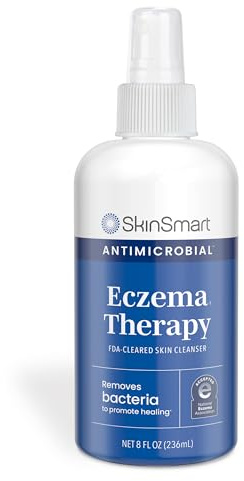 SkinSmart Antimicrobial Eczema Therapy with Hypochlorous Acid, Safely Removes Bacteria so Skin Can Heal, for Adults, Kids and Seniors, 8 Ounce Clear Spray