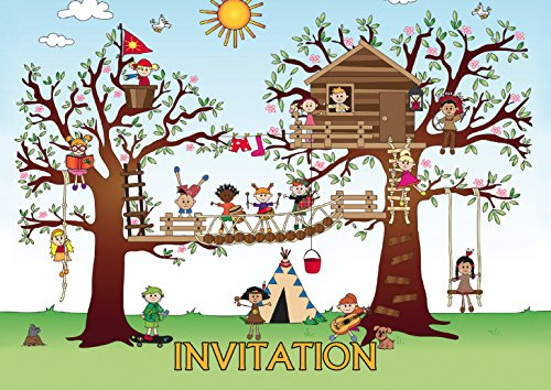 Edition Colibri 10980 FR Lot de 10 Cartes d‘invitation PARC DÉSCALADE DANS LES BOIS en Français pour un anniversaire d‘enfant ou pour une fête