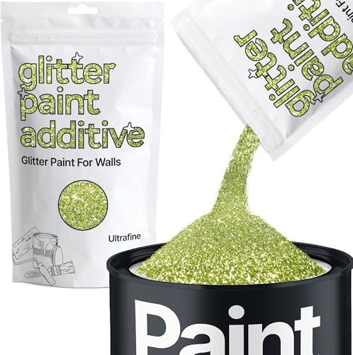 Hemway Olive Green Glitter Paint Additive Ultrafine 100g for Adding Sparkle | for Paints & Varnish | Paint Walls Sparkly Add to Emulsion, Acrylic or Lacquer Indoor