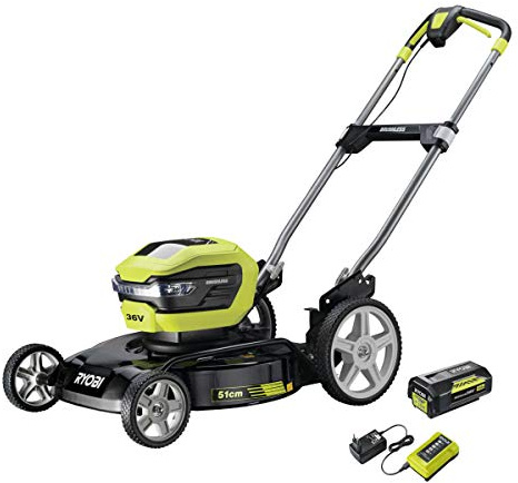 Ryobi RY36LMMX51A-140 36 V Akku-Mulchmäher mit Akku & Ladegerät | 51 cm Schnittbreite Rasenmäher