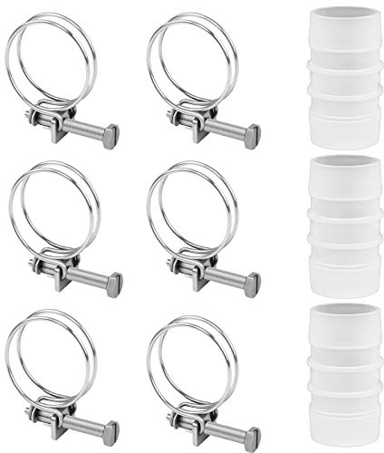 Jubaopen 6PCS Collier de Serrage Inox 36-40mm, Collier de Serrage Réglable, Colier de Serrage Metalique avec 3 Connecteur de Tuyau pour Tuyaux Colliers Tuyau d'Eau Pince