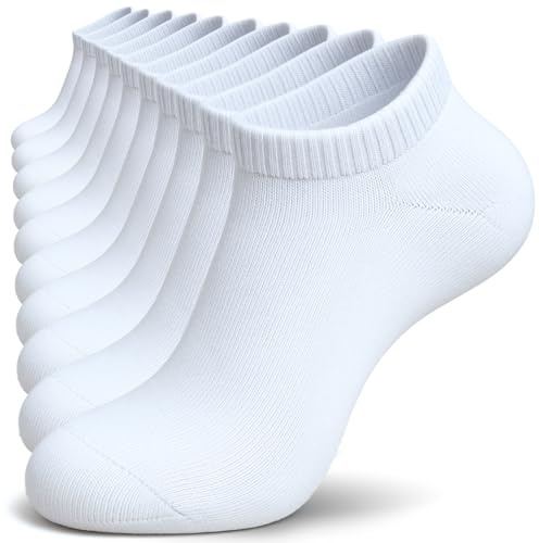 TIBISI Trainer Socks 10 Pairs, Cotton Ankle Socks Breathable Low Cut Running Socks White Black Sports Athletic Everyday Sock for Men Women