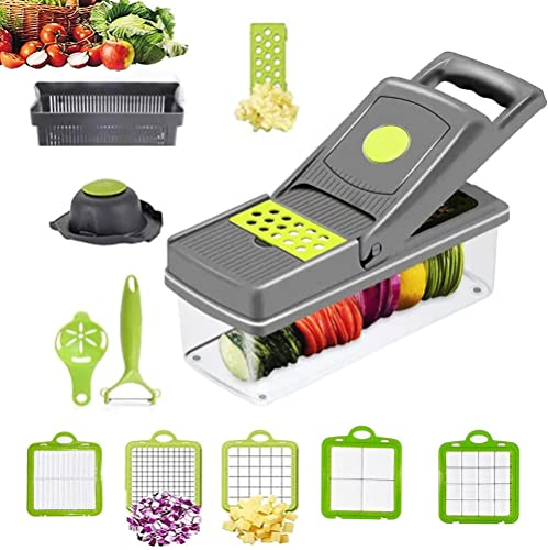 Vegetable Choppers, Food Chopper Veggie Slicer Manual Mandolin Slicer, Manual Food Cutter for Chef and Household (11 in 1)
