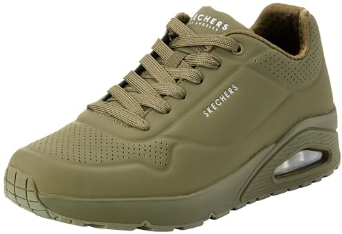 Skechers Herren UNO Stand On Air Sneakers, Olive Durabuck Mesh, 44 EU
