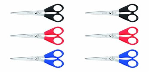 Westcott E-31031 00 Lot de 6 Ciseaux de bureau Bleu/Rouge/Noir