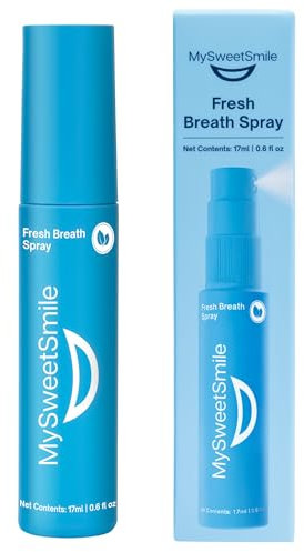 MySweetSmile Spray per l'alito fresco - Freschezza istantanea alla menta - Senza alcol, senza zucchero - Approvato dai dentisti - Marchio vincitore del premio IndyBest - Spray orale tascabile da 17 ml