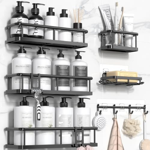 YASONIC Duschablage Ohne Bohren Set, 100% Rostfreie Duschregal (6-Teilig)