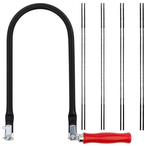 TXErfolg Juego de Sierra de Marquetería con 8 Hojas de Sierra(4#6#8#10#) y Arco para Metal y Madera con Mango de Madera, 130mm Sie~rra de Hoja Cortes Precisos, Sierra Fina para Trabajos