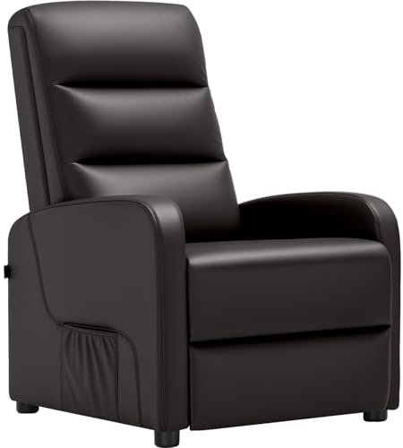 COMHOMA Relaxsessel Fernsehsessel mit Verstellbarer Rückenlehne bis 160°, Federkissen mit Fußstütze Einzelliege Sessel Wohnzimmer Einzel Liegesessel Schlafzimmer Heimkino PU-Braun