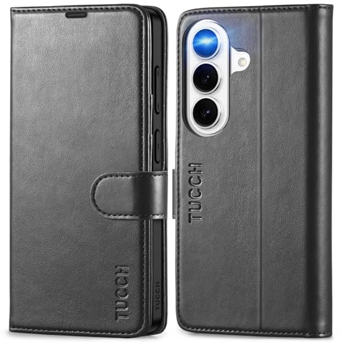 TUCCH Funda para Galaxy S26 5G, Cáscaras Protector con Bloqueo RFID, Cáscara de TPU Suave, Soporte Plegable, Ranura para Tarjeta, Funda Cuero PU Magnético Compatible con Galaxy S26 (6,3 2026), Negro
