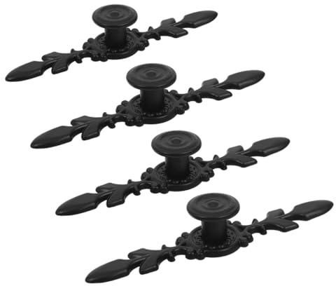 VALICLUD 4pcs Black Aluminum Alloy Cabinet Handles with Zinc Alloy Backplate, Single Hole Drawer Pulls for Furniture Wardrobe, Farmhouse Style Cabinet Hardware Set