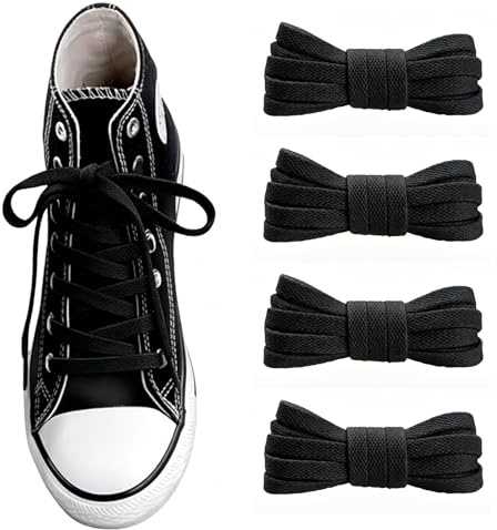 AHRLIC 2 Pairs Flat Shoe Laces for Converse High Tops, 8mm Wide Shoelaces for Sneakers, Elastic Replacement Laces for Shoes, Sneakers Laces for Men and Women