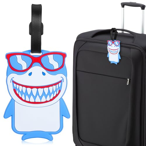 PATKAW Söt Hajformad Bagageetikett i PVC för Resväskor Flexibel och Lätt att Fästa Reseaccessoar för Enkel Identifiering av Bagage