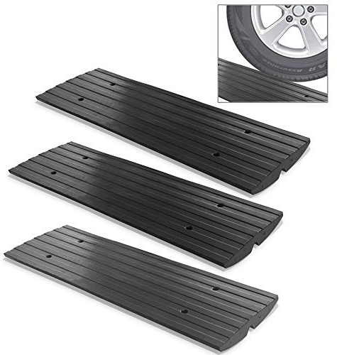 Pyle Kerb Ramp Rubber, Heavy Duty Threshold Ramps, Suitable for Car, Driveway, Sidewalk, Loading Dock, Wheelchair, Garage, Bicycle, Motorcycle- 3 Pack