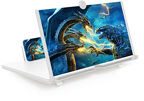 STEBRUAM 16 Lupa de Pantalla de Teléfono,3D Amplificador de Lupa Pantalla movil de teléfono,Adecuado para Ver películas y Videos en un teléfono Inteligente(Blanco)