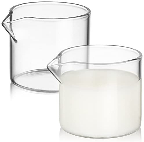 DOITOOL Small Glass Pitcher: 2Pcs Clear Creamer 120ml Creative Coffee Milk Pitcher for Home Bar Party Milk Coffee Wine Syrup Cream Jug