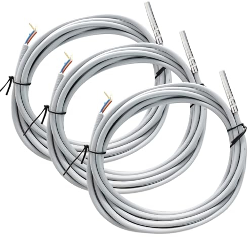 3 Stück PT1000 Temperatursensor, Digitaler Temperaturfühler, PT1000 Temperaturfühler Mit Pvc-Leitung Kabelfühler Temperatursensor Edelstahlrohrsonde Für Temperaturüberwachung (3 Meter)