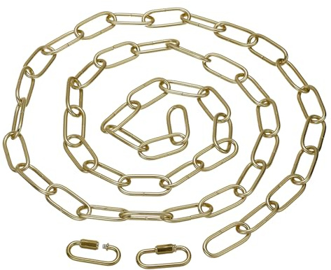 PATIKIL 1,82m Catena Sospensione per Lampadario Illuminazione, Catena Anello Metallo Connettori di Bloccaggio Vite Collegamento Rapido per Lampadari Sospensione Piante Sospese, Ottone