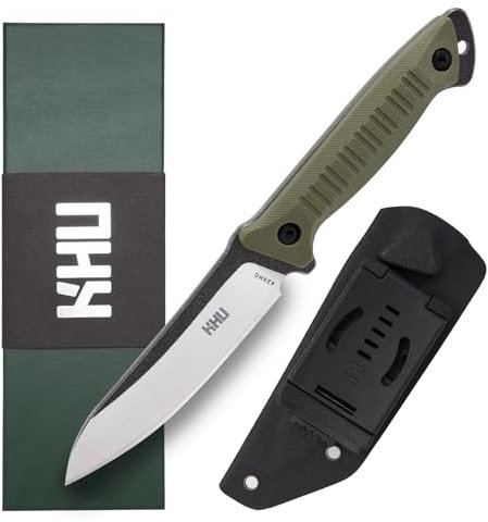KHU Coltello a lama fissa Coltello da caccia Coltello da sopravvivenza Bushcraft 420HC Acciaio Nylon Plastica Handle, All'aperto campeggio accessori utili regalo uomo - Kydex Sheath - 27A