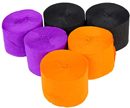 EXCEART Streamers En Papier Crépon Halloween 25 Mètres Décoration Suspendue Orange Et Noir Pour Fête Diy Décorations De Chambre Salon Cuisine