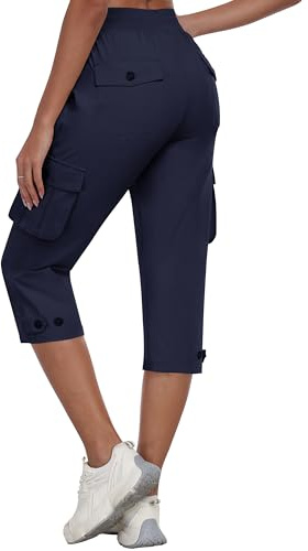 MoFiz Pantacourt Randonnée Femme Pantalon Cargo d'extérieur Léger et Respirant Pantacourt Cargo 3/4 d’été Séchage Rapide avec Poche S-3XL