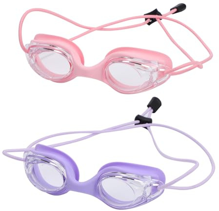 Mayoii Confezione da 2 occhialini da nuoto per bambini dai 6 ai 14 anni, anti-appannamento, anti-perdite e impermeabili, con regolazione rapida, visione chiara per ragazzi e ragazze (rosa e viola)