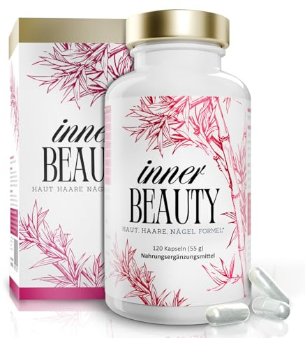 inner BEAUTY | Haut Haare Nägel Formel für die Frau | 120 Kapseln Haarvitamine, Biotin hochdosiert, Silicium aus Bambus Extrakt | 5000µg Biotin, Komplettversorgung Zink Selen | Haarvitamine