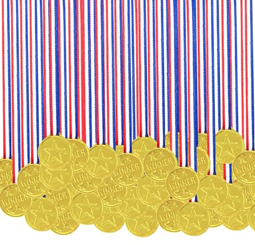 WANDGU 100 medaglie sportive: medaglie vincenti, set di medaglie per bambini, medaglie d'oro per bambini, super medaglie, feste di compleanno per bambini, regalo per sport, feste, premi