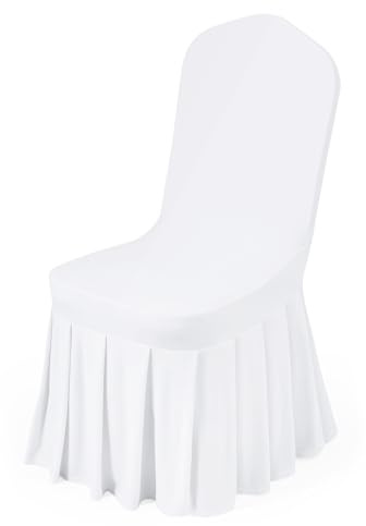 VEVOR Stuhlhussen Stuhlbezug mit Flacher Vorderseite 30 STK. waschbarer Stuhlüberzug aus Polyester-Spandex für Hochzeitsfeiern Esszimmerbankette, passend für Stühle (51 x 45 x 95 cm) Weiß