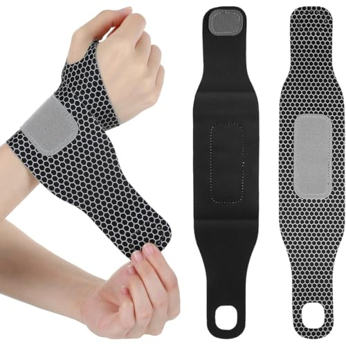Tutore Polso, 2 Pcs Polsiera per Tendinite, Polso Polsiera Destro Sinistro, Polsiera Ortopedica Regolabile, Polsino Ortopedico, Polsiera Tendinite Fascia Elastica Polso, Riduce Dolore e Infiammazione