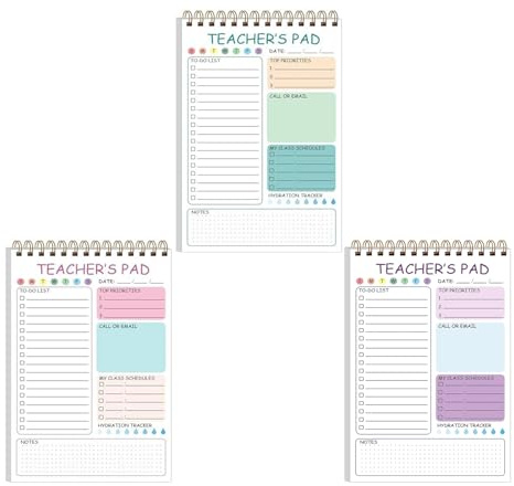 3 blocchi note insegnanti, 50 fogli, agenda giornaliera non datata, lista di controllo, blocco appunti, 14 x 21 cm, per pianificazione quotidiana, agenda giornaliera