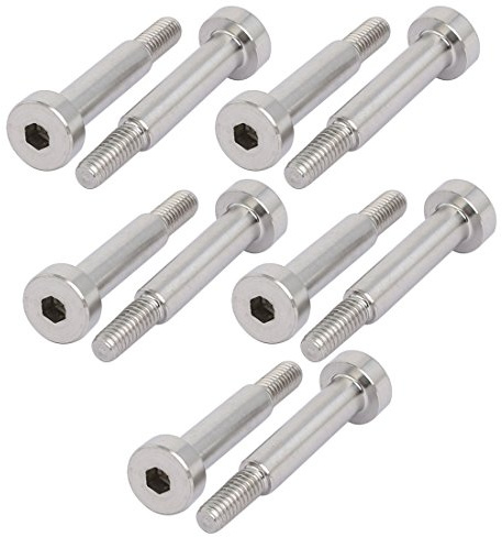 Sourcingmap 10pcs 304 Stainless Steel Hex Socket Shoulder Bolt 5mm Shoulder Dia 20mm Shoulder Length M4 Thread