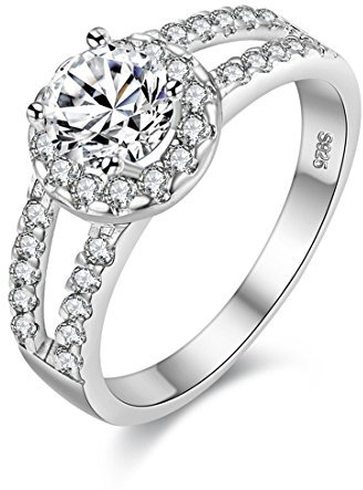 Uloveido Frauen erstellt Diamant Infinity Hochzeit Verlobungsring für Mädchen Frauen, Double Aperture Halo Rundschnitt Zirkonia Kristall Ring für Jubiläum Versprechen