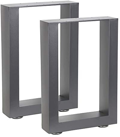 Melko 2er Set Tischkufen aus Vierkantprofilen 30 x 43 cm Tischuntergestell Tischbeine inkl. Bodenschoner