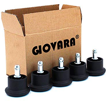 GIOVARA - Juego de 5 ruedas de repuesto para silla de oficina, Base para Patas de Sillas, Rueda Silla Oficina perno de 11 mm x 22 mm, 50 mm de diámetro, color negro