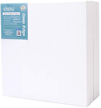 EXERZ Toiles Encadrées Bord Profond Lot de 4 / 30x40CM 380GSM/ 100% Coton Pré-Étiré/Vierge/Triple Apprêt/Sans Acide/Grain Moyen/ 3,8CM D'épaisseur/Peinture Acrylique, À L'huile (30x40cm - 4pcs)