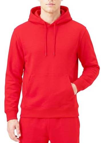 RIPT Sudadera Hombre con Capucha Fleece – Hoodie Pullover con Bolsillos y Cordón, Sudadera Manga Larga Suave para Gym Fitness y Loungewear (Rojo, M)