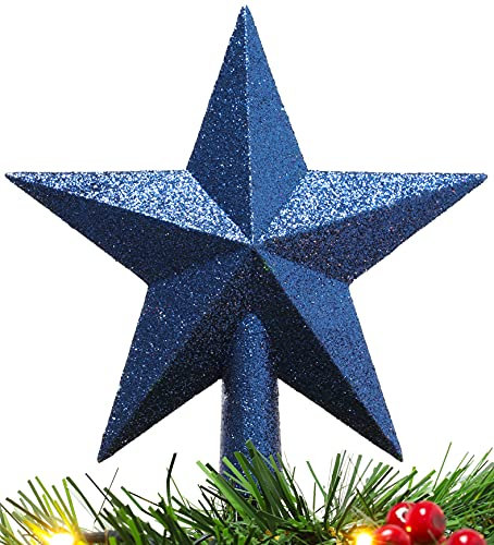 Christmas Concepts® 200mm (8) Glitter Tree Top Star Decoration – Christmas Tree Topper (Midnight Blue)