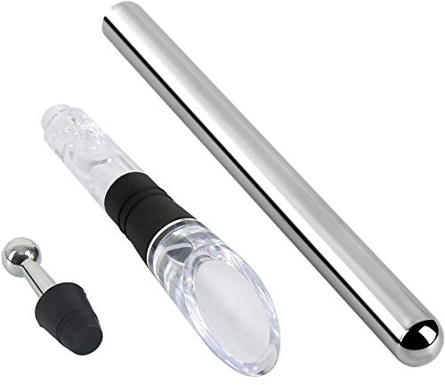 JIXIN 4-In-1 Edelstahl Weinflaschenkühler Stabgefrierschrank Mit Belüfter Und Ausgießer Dekanter