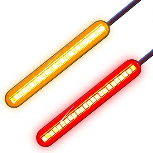 Kinstecks 2PCS Motorcycle Indicators Flowing Turn Signal Lights Driving Light License Plate Light for Motorcycle Motorbike LED Amber Red