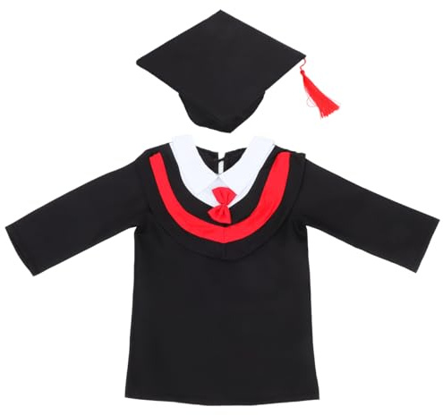 Abaodam Kids Kits Preschool and Kindergarten Graduation Cap Gown and Tassel Set Red Graduation Gown Cap Tassel Set Unisex Uniforms Dress for Boys Girls 120cm Black Gown